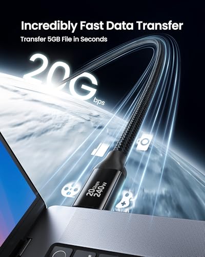 Image of Silkland USB 4 Cable 16.5FT /5M, 20Gbps Data Transfer, 5K /4K@60Hz, 240W | Braided USB C Monitor Cable Compatible for Thunderbolt 4 /3, MacBook, iPhone 17, VR Headset,