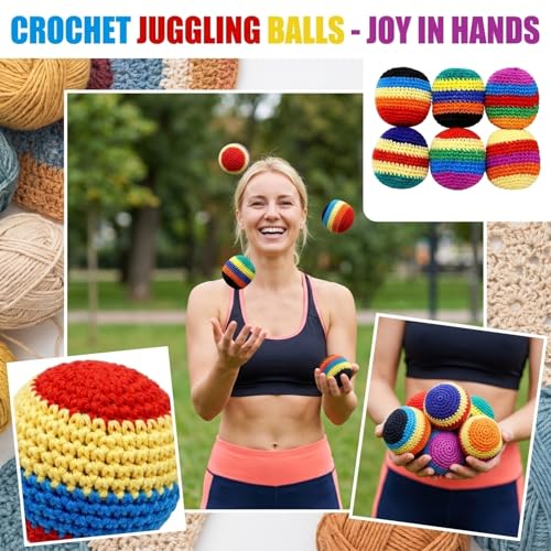 FQZWONG Footbags Sacks, 2026 Novelty Hand-Made Knitted Foot Bag Sack, Fun Crochet Footbag for Adults Outdoor Game No-Bust Stitching for Hard Kicking Symmetry for Balance Tricks and Stalling C-6PC
