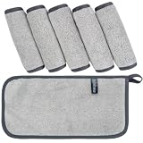KinHwa Mikrofaser-Waschlappen zur Reinigung, wiederverwendbare Waschlappen, Make-up-Entferner-Tuch, ultraweiche Waschlappen mit Wasser, nur 15 x 30 cm, 6 Stück, Bambus, Anthrazitgrau
