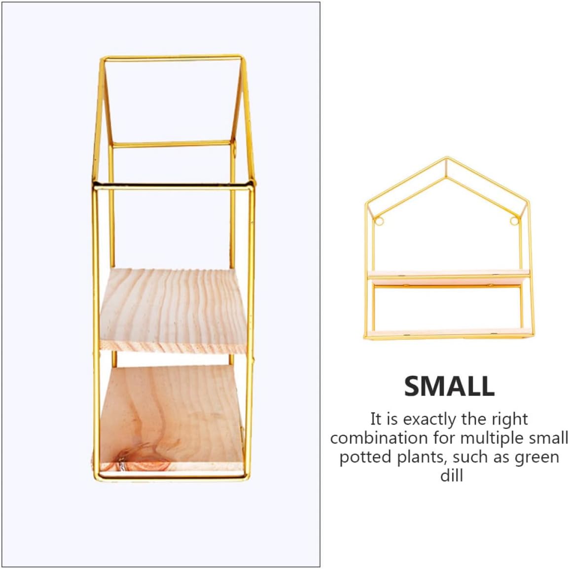 Metal Wall Shelf with Golden Frame Hanging Wall Mount Holder Decorative Metal Frame Rack Display Shelf for Bedroom and Living Room