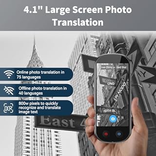 Traduttore Vocale,Dispositivo di Traduzione con Traduzione Vocale,Traduttore in Tempo Reale 150 lingue e Accenti con Supporto WiFi/Offline/Foto per Viaggi,Apprendimento e Affari,Nero