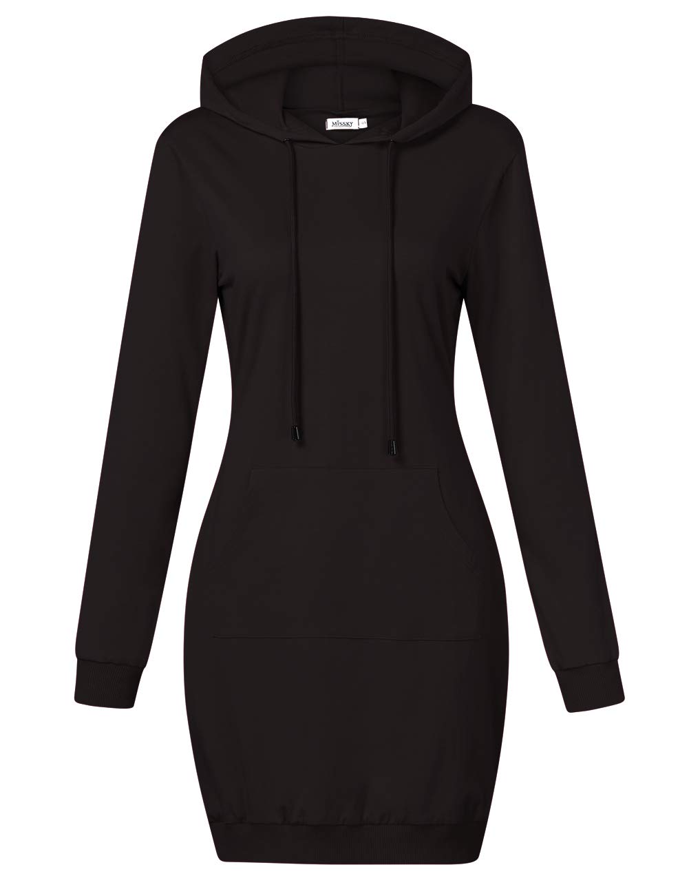 MISSKY Women's Pullover Hooded Kangaroo Pocket Sweatshirt Casual Hoodie Dress