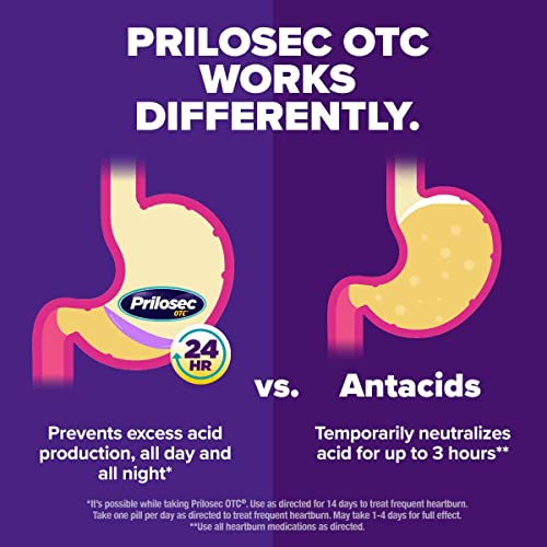 Prilosec Otc, Omeprazole Delayed Release, Treats Frequent Heartburn - 24 Hour Relief, 42 Tablets + Pepto Bismol Chewables, Upset Stomach, Bismuth Subsalicylate, Multi-Symptom Relief Of Gas, 48 Tablets #TOP7