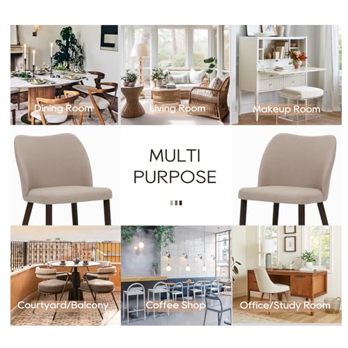 Image of MALOL Dining Chairs Set of 4, Upholstered Fabric Kitchen Chairs with Curved Back, Padded Seat and Solid Wood Legs, Modern Dining Chair for Kitchen Dining Room, Camel