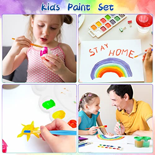 28 Pack Paint Brushes For Kids, Paxcoo Kids Paint Brushes With Paint Cups Paint Tray Toddler Paint Brushes Art Party Paint Supplies For Kids Gift Back To School Supplies #TOP4
