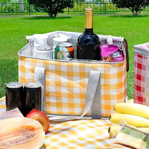 Leapiture Picnic Bag Large Capacity Lunch Box Reusable Camping Grocery Bags Insulated Picnic Bag for Hot or Cold Picnic Beach Food Delivery Outdoor