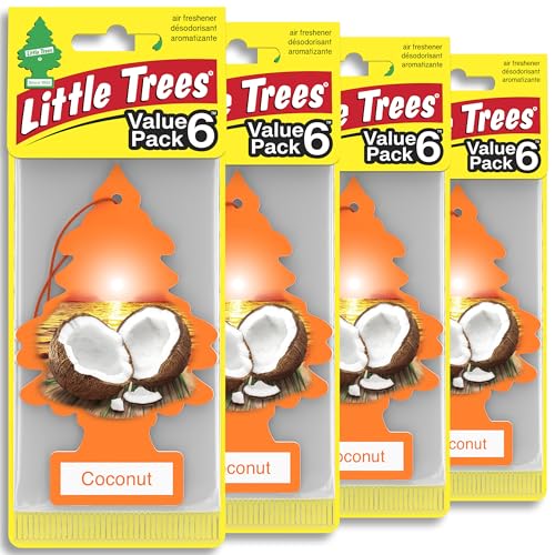 Image of LITTLE TREES Car Air Freshener | Hanging Tree Provides Long Lasting Scent for Auto and Home | 24 Air Fresheners |Coconut