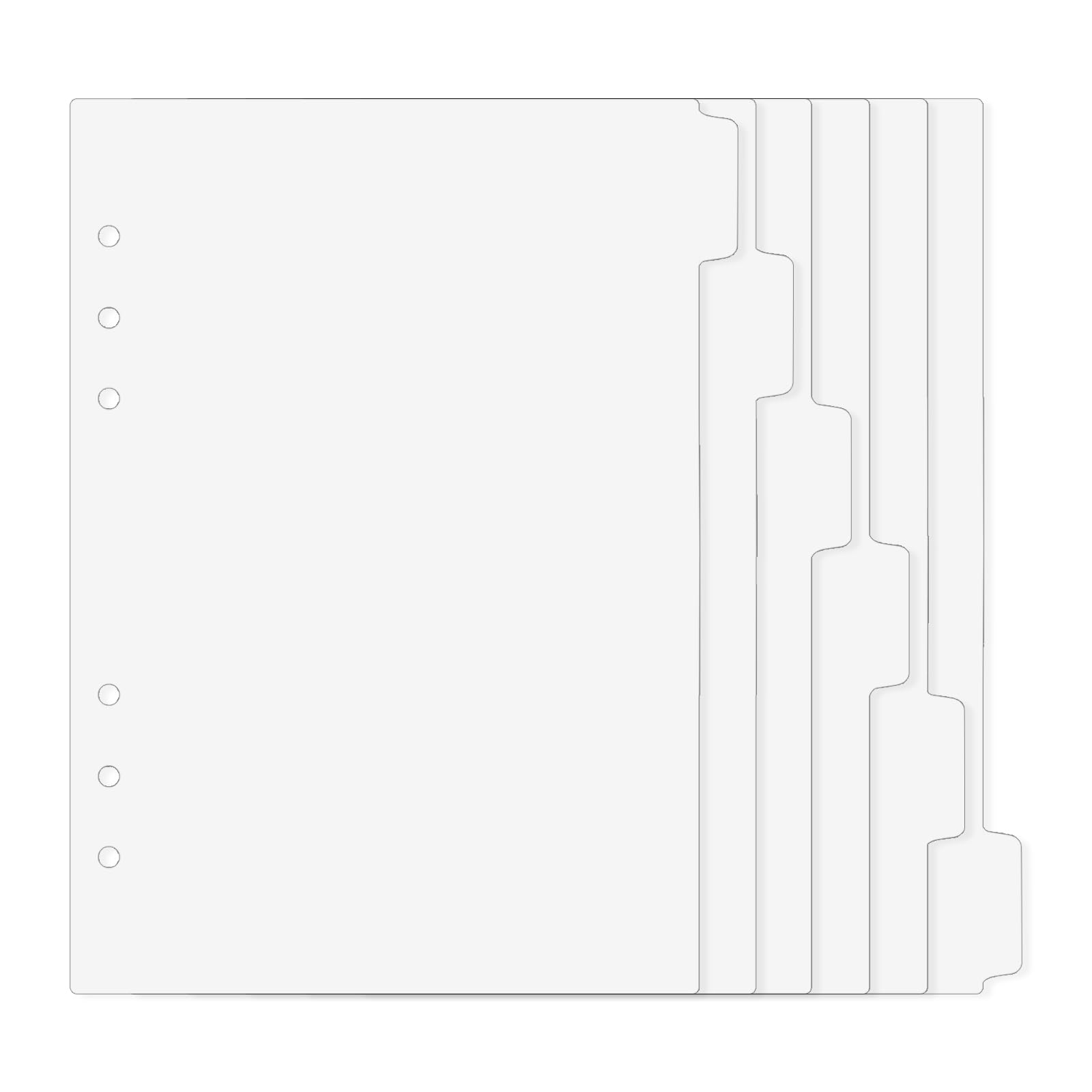 6 Pcs A5 Binder Dividers, 6 Holes Clear Binder Divider Index with Tabs Insertable Plastic Index Divider Sheets 6 Rings Planner Divider Index Page for