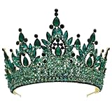 Emerald Green Crown for Women Tall Pageant Tiaras Crystal Royal Queen Crown Headband Quinceanera Prom Wedding Headpieces for Bride Rhinestone Hair Accessories