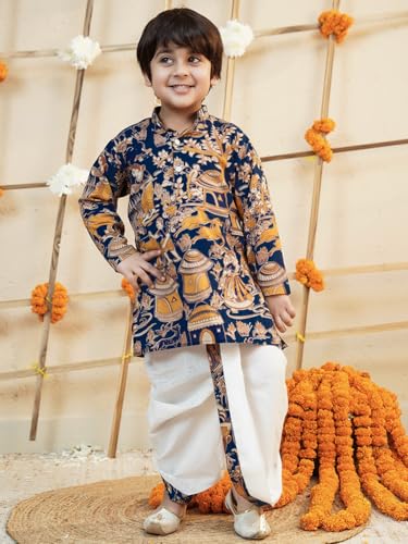 Image of AJ DEZINES Kids Ethnic Wear Pure Cotton Dhoti Kurta Set For Boys