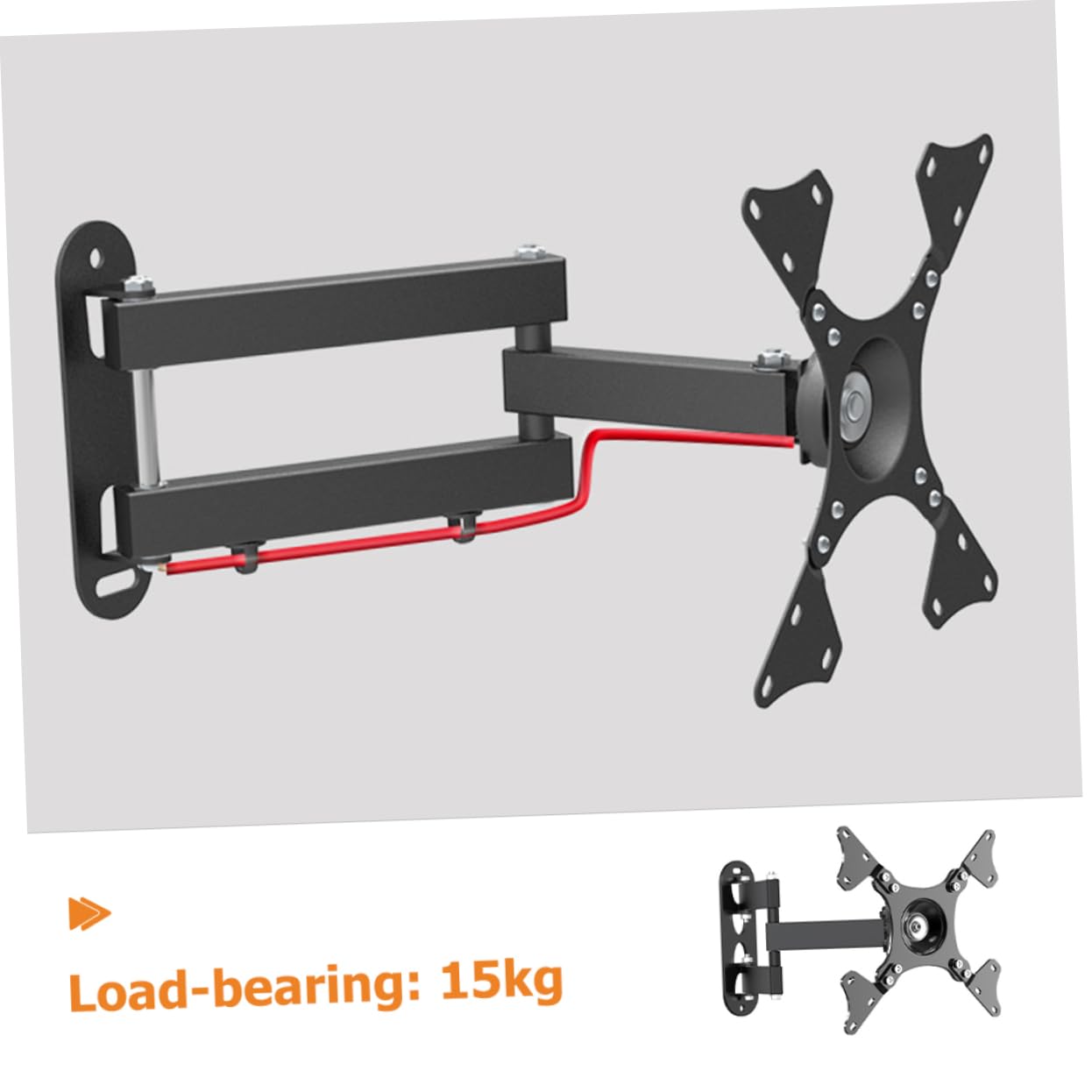 Supporto da Parete per Tv 14-37 Pollici in Acciaio Laminato Nero | Struttura a Parete, Portata 15kg, Design Pieghevole e Girevole, per Schermi e Monitor