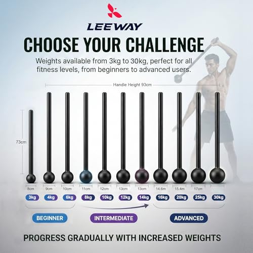 Image of Leeway (30kg) Macebell Mugdar Meel Indian Clubbell for Functional Training & Strength | Cast Iron Macebell | Gada Style Traditional Fitness Tool, Shoulder Mobility, Grip Strength (30kg Steel Mace)