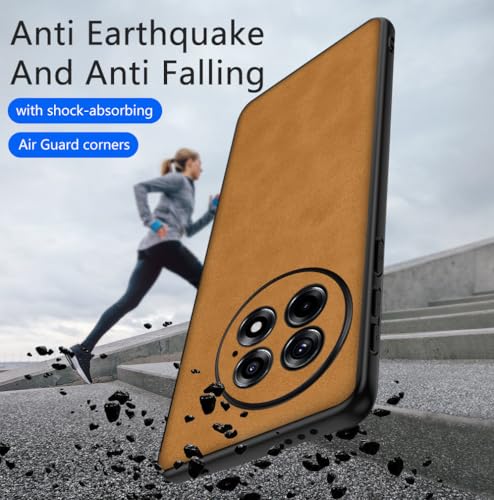 Coque Oneplus 13 légère et antidérapante en daim PU marron