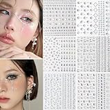 YUXIKIS フェイスシール キラキラ 3D 光る 6枚 顔 カラフルなフェイスステッカー、ストーン、フェイスステッカー、メイク ストーン、ネイルパーツ ストーン DIY用品 自己吸着式で接着剤不要 貼り付け可能 キラキラ カラフル