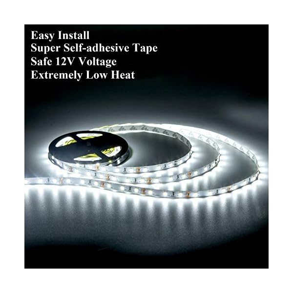 Junwen led strip lights 300 units smd 2835 rope lights 5m/16. 4 ft 6000k non-waterproof led tape ribbon light with dimmer and power supply kitchen under cabinet dining room bedroom wedding - image 5