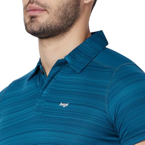 Image of berge' Mens Polyester Dry Fit Collar Wave Stripe Polo Tshirts for Men, Quick Drying & Breathable Fabric, Gym Wear & Workout Tees|Collar Tshirt for Men|Slim Fit Half Sleeve Tshirt|Polo Neck Tshirts