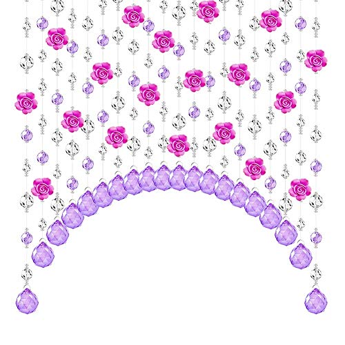 HAPPLiGNLY Beaded Door Curtains for Doorways Crystals Bead String Curtain for Room Dividers Rose Red Living Room Entrance Aisle Suspension Décor -20/30/40/50/60 Strands (Size : 40 Strands-W 1