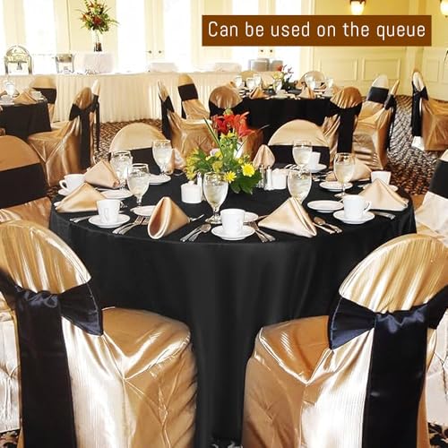 10 Pack Black Round Tablecloths, 120 Inch Stain Resistant and Wrinkle Polyester Fabric Washable Table Clothes Cover for Kitchen Dining, Wedding, Reception Banquet, Birthday Party, Buffet Restaurant by TUOTPE - Used condition - Image 4
