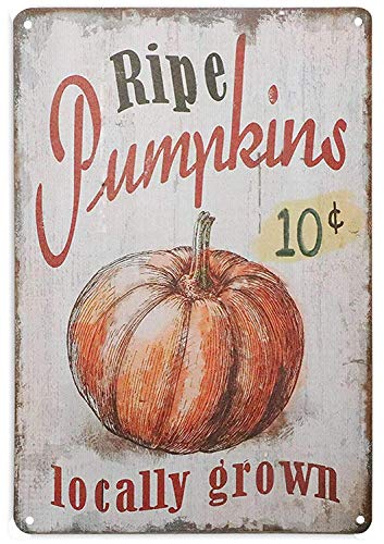 Vintage Metal Tin Signs Funny 10 Cent Ripe Pumpkins Locally Grown Retro Vintage Kitchen Alumnium Signs Farm Decorative Country Iron Painting Decoration For Home Bar Pub Garage Cafe Wall Decor 6