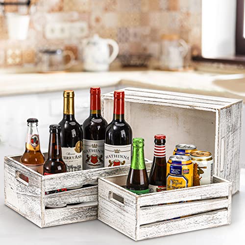 Avla A-WOODENSTORAGECRATES-3S 3 Pack Wooden Storage Crates, Rustic Nesting Container Bin With Handles, Decorative Farmhouse Wood Basket thumb #7
