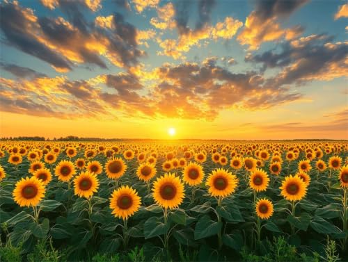Cuadros para pintar por numeros girasol para decorar el salon con paisajes calidos de acrilico