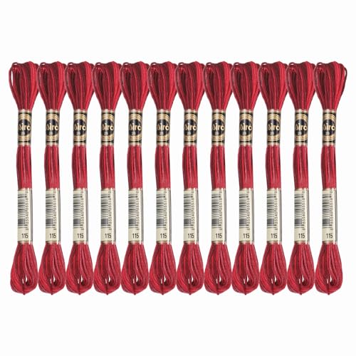 Image of PATIKIL 12 Skeins Embroidery Floss, Polyester Embroidery Threads Bracelets String for Cross-Stitch Hand Embroidery, Dark Red