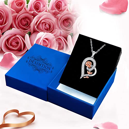 Gifts For Wife From Husband,Sterling Silver Heart Rose Necklaces For Women, Birthday Mothers Day Jewelry Presents For Girlfriend Her #TOP6