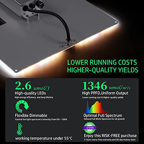 Abriselux A1500 Led Grow Light Dimmable With 4X4Ft Coverage And Upgraded Larger Board, Full Spectrum Grow Lamps For Indoor Hydroponic Growing Light With High Ppfd (Actual Power 150W) #TOP4