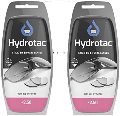 OPTX 20/20 Stick On Magnification Reusable Bifocal Lenses - +2.50 Diopter by Hydrotac