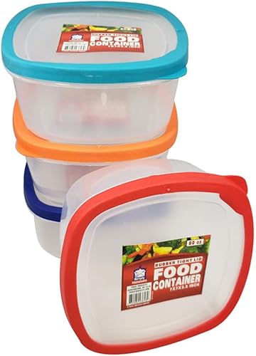 Paquete de 4 recipientes grandes de almacenamiento de alimentos para refrigerador, con tapas de plástico, reutilizables, 60 onzas, herméticos, para