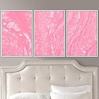 3 Piece Framed Canvas Wall Art Pink Pastel Liquid Canvas Prints Home Artwork Decoration for Living Room,Bedroom - 16