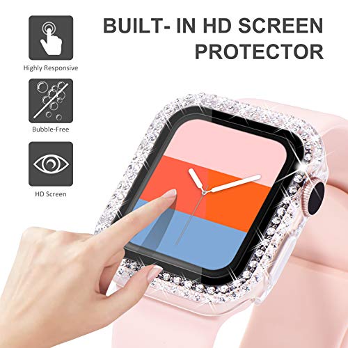 KADES Bling Case for Apple Watch 41mm with Built-in Screen Protector, Sparkling Rhinestone Protective Cover Compatible with Apple Watch Series 9 8 7 (41mm, Clear) by KADES - Image 4