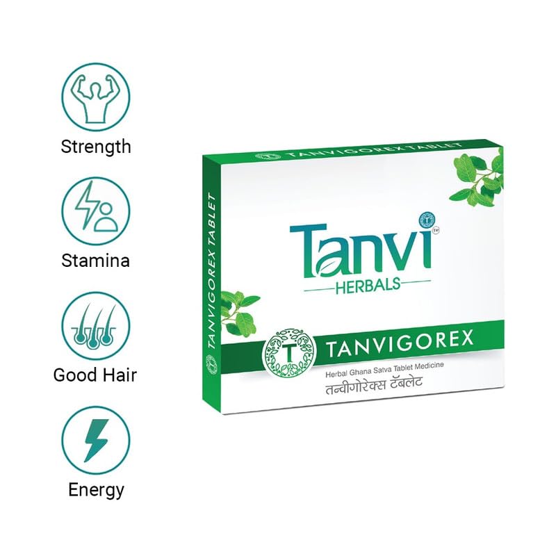 Tanvi Herbals-Tanvi Essential Unisex Tanvigorex Tablets | Natural material wellness supplement herbal herbal daily health energy and tonic for weakness - pack of 6. 30 x 6 | 180 tabs Tanvi Herbals-Tanvi Essential Unisex Tanvigorex Tablets | Natural material wellness supplement herbal herbal daily health energy and tonic for weakness - pack of 6. 30 x 6 | 180 tabs