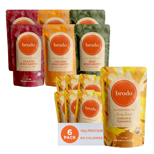 Brodo Organic Chicken Bone Broth, Collagen Rich Favorites (2 Variant Packs)