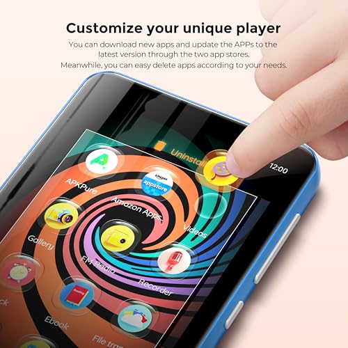 Image of MP3 Player with Bluetooth and WiFi, innioasis 160GB Music Player with Spotify,Pandora,Amazon Music,4 inch Touch Screen Android MP4 MP3 Player for Kids with Libby,Audible,Audiobooks(White-Blue)