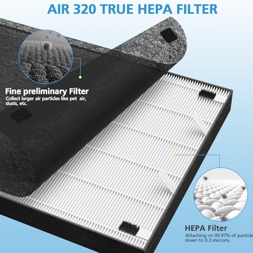 Air 320 Filter Replacement Compatible with Bissell Air320 Air220 2609A, Include 1 Pack 2678 HEPA Filter, 1 Pack Pre Filter, 1 PC 2677 Replacement Carbon Filter, Compare Part 2677,2678,2804 by iSingo - Image 4