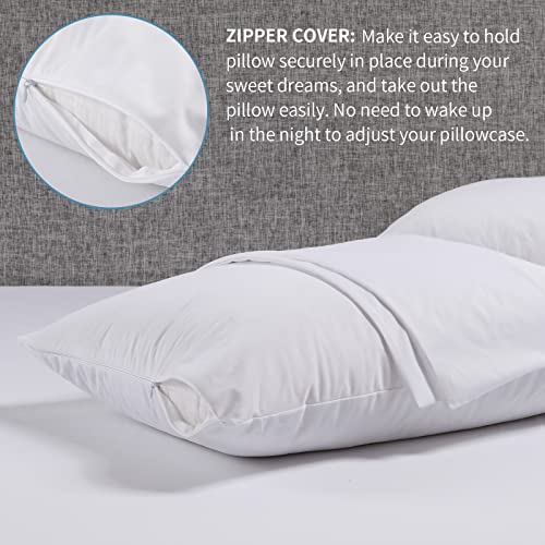 Sherwood 2 Pack Waterproof Pillow Protectors Encasement With Zipper Pillow Covers Hypoallergenic Dust Proof White Pillowcase 100% Liquid Protection, Standard Size 20 X 26 Inches #TOP4