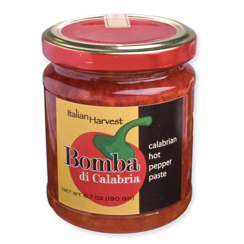 Italian Harvest Bomba di Calabria Hot Pepper Paste (6.7 oz) - Sugar-Free Crushed Calabrian Chilies in Olive Oil, Authentic Italian Chili Paste, No MSG