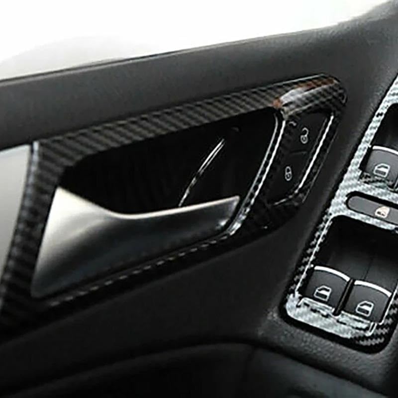 に適合する ゴルフ MK6 2010 2011 2012 2013 用 ABS 【ブラックダッシュボードエアコングリル】 カーボンファイバー製 車内ドアハンドルボ