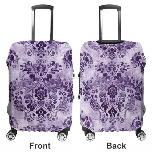 Travel Luggage Cover Suitcase Cover Suitcase Protector Purple Lace Pattern Luggage Covers Washable Baggage Cover Elastic Anti-Scratch Suitcase Case Protector for Adult Personalized Suitcase Covers3