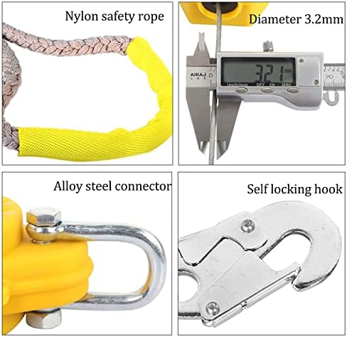 Double Lock Structure Fall Arrest Block Inertia Reel, Self Retracting Lifeline Fall Restraint Device, Cable Safety Fall Protection Retractable Lanyard Fall Restraint Device (Color : 40m) (40m)