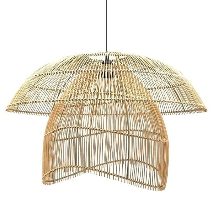 Flower Bamboo Lampshade | Bamboo Pendant Lamp | Cane Lampshade |Rattan Lampshade| Bamboo Hanging Lamps|(20" Dia x 12" H)-image-21