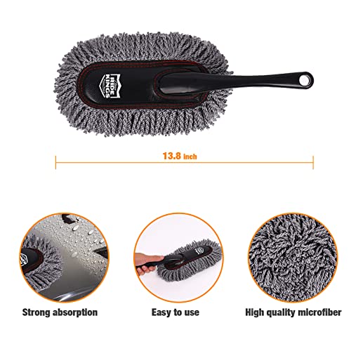 Ride Kings Car Duster Set, Car Duster Exterior Extendable Handle, Scratch Remover Large And Small Car Brushes Remove Dust Exterior Interior Of Cars And Trucks,Microfiber Car Interior Brush, 2-Packs #TOP2