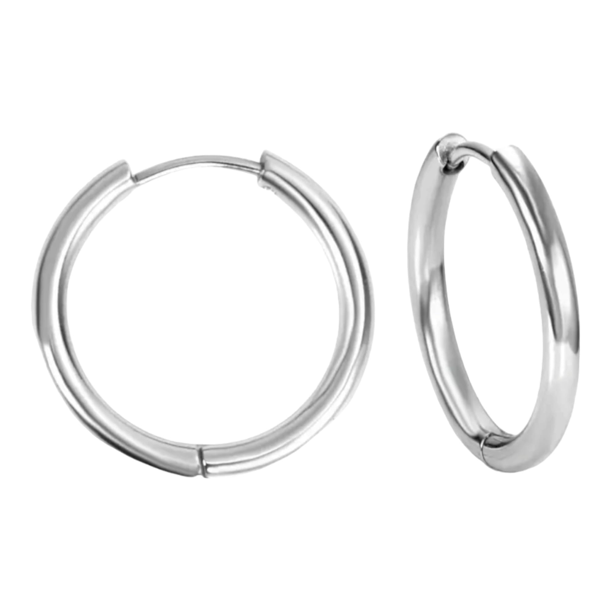 ™ Trendy Circular Round Hinged Hoop Tik Tok Studs Earrings Stainless Steel Bali Fashion Jewellery For Men Women Boys Girls Unisex-image-2