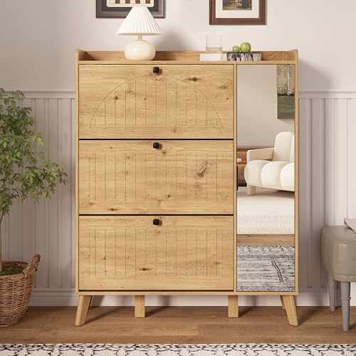 BNUZ Zapatero moderno de grano de madera