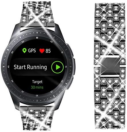Dsytom Compatible with Samsung Galaxy Watch 42mm/Active/Active2 40mm 44mm Band, Gear Sport/S2 Classic,Metal Bracelet Replacement Bands Wristband Accessories Strap for Women(Black)