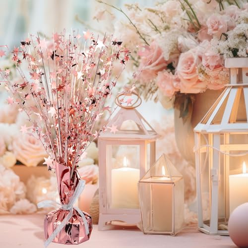 Image of Crowye 3 Pieces Metallic Foil Spray Centerpiece Birthday Table Decoration Star Burst Centerpieces Graduation Table Decor for Birthday 2026 Party Holiday(Rose Gold)