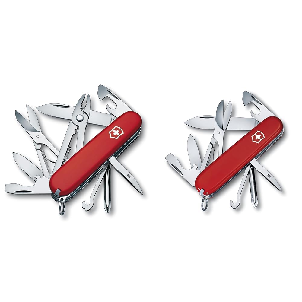 Victorinox Schweizer Taschenmesser, Deluxe Tinker, Multitool, 17 Funktionen, Klinge, gross, Dosenöffner, Schraubendreher 3 mm, Rot