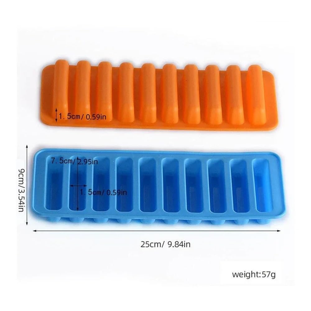 Schmale Eiswürfelform, 10 Mulden, langer Streifen, einfach herausdrücken, Orange - 8 Stück