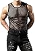 Tender Whisper Men's Round Neck Vest Mesh See-Through Sexy Fishnet Hollow Fitness Sweatshirt Sports Slimming Tank Tops (US, Alpha, Large, Regular, Regular, Black)